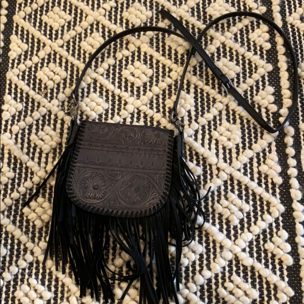 Leather fringe crossbody